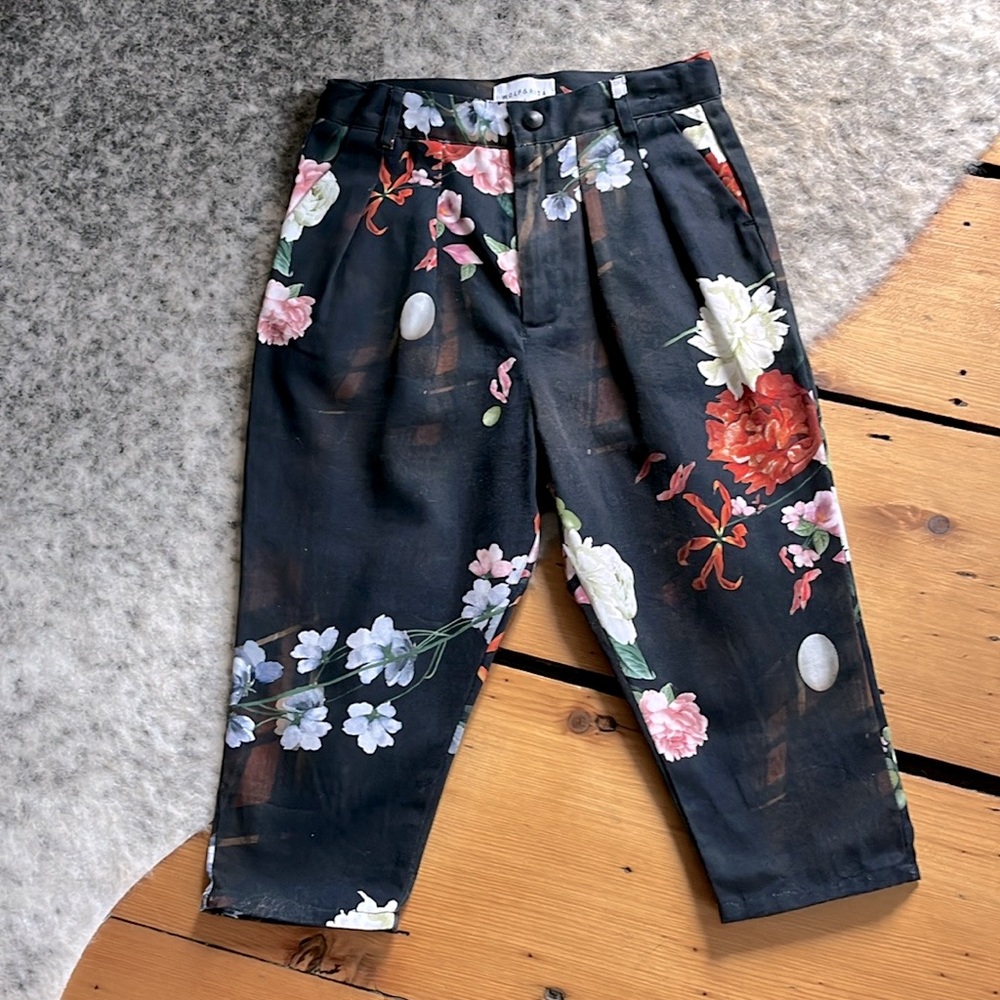 Wolf & Rita Kids’ Andre Black Winter Floral Print Trouser Pant—2T - Picture 3 of 10